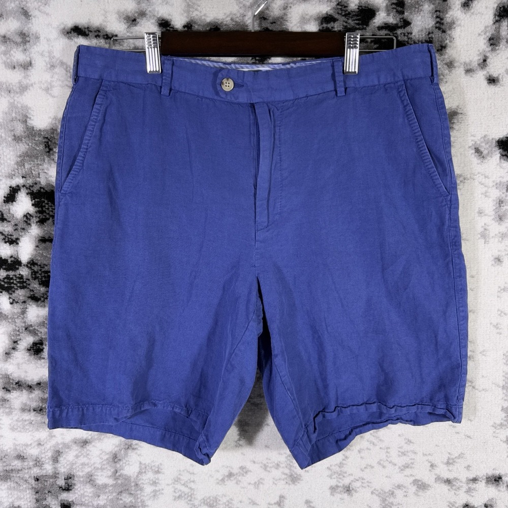 Peter Millar Seaside Silk Blend Shorts Mens 36 Blue Linen Cotton Silk Beach Golf